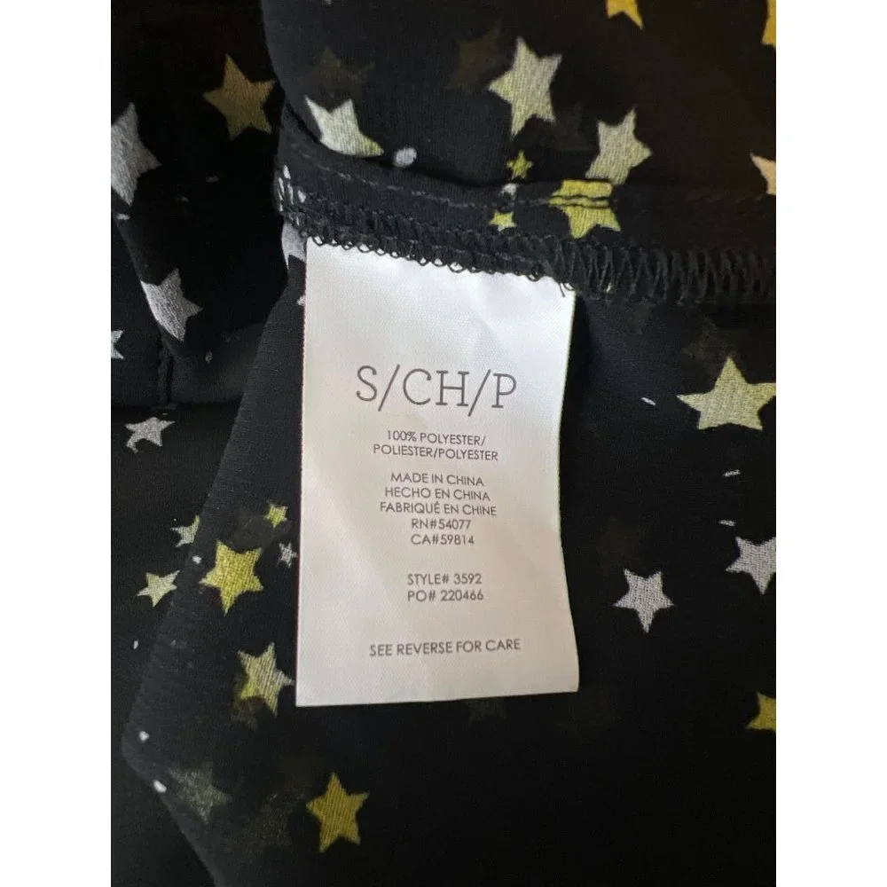 Cabi 3592 Galaxy Blouse Starry Night Black Long Sleeve Semi Sheer Size S - Picture 6 of 6